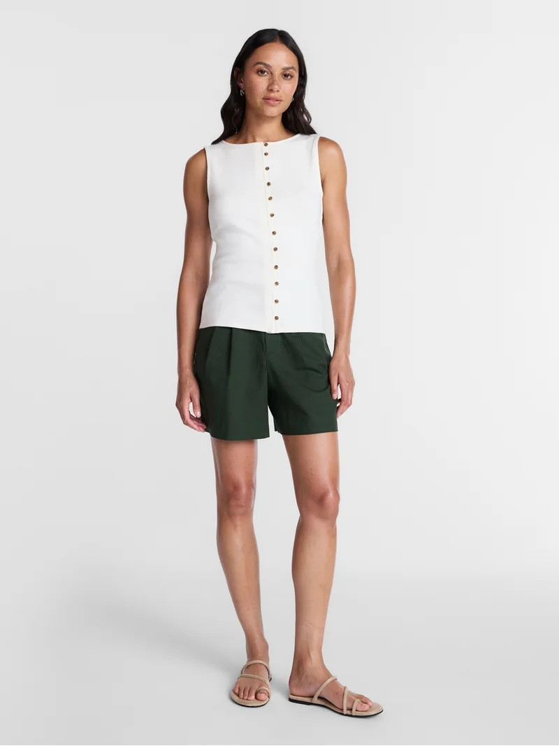 Time and Tru Women's Button Front Tank Top, Size XS-XXXL | Walmart (US)