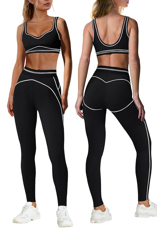 Nirovien Womens 2 Piece Workout Sets Athletic Yoga Outfits Sports Bra and Butt Lifting Leggings G... | Amazon (US)