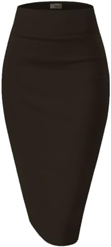 Hybrid & Company Women's Premium Nylon Ponte Stretch High Waist Pencil Suit Skirt Below Knee | Amazon (US)