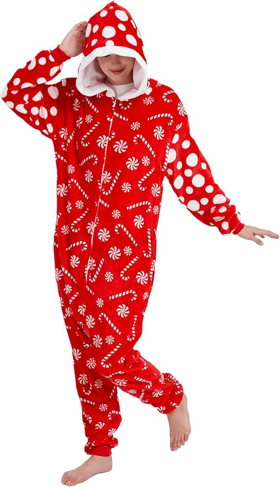 Adult Funny Halloween Costumes Christmas Onesie One Piece Pajamas for Women Men Holiday Jumpsuit ... | Amazon (US)