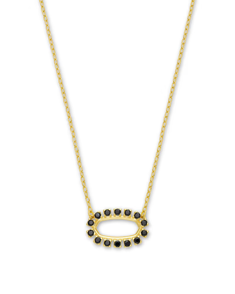 Elisa Gold Open Frame Pendant Necklace in Black Spinel | Kendra Scott