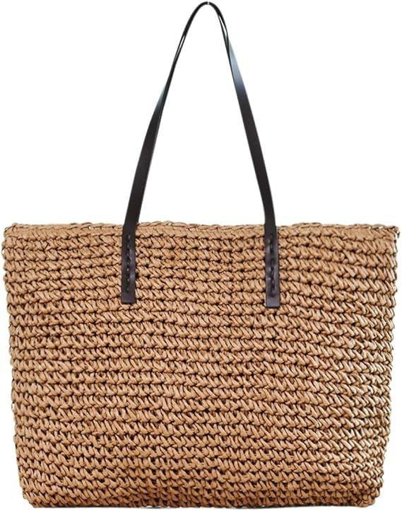 Ayliss Women Straw Woven Tote Large Beach Handmade Weaving Shoulder Bag Handbag | Amazon (US)