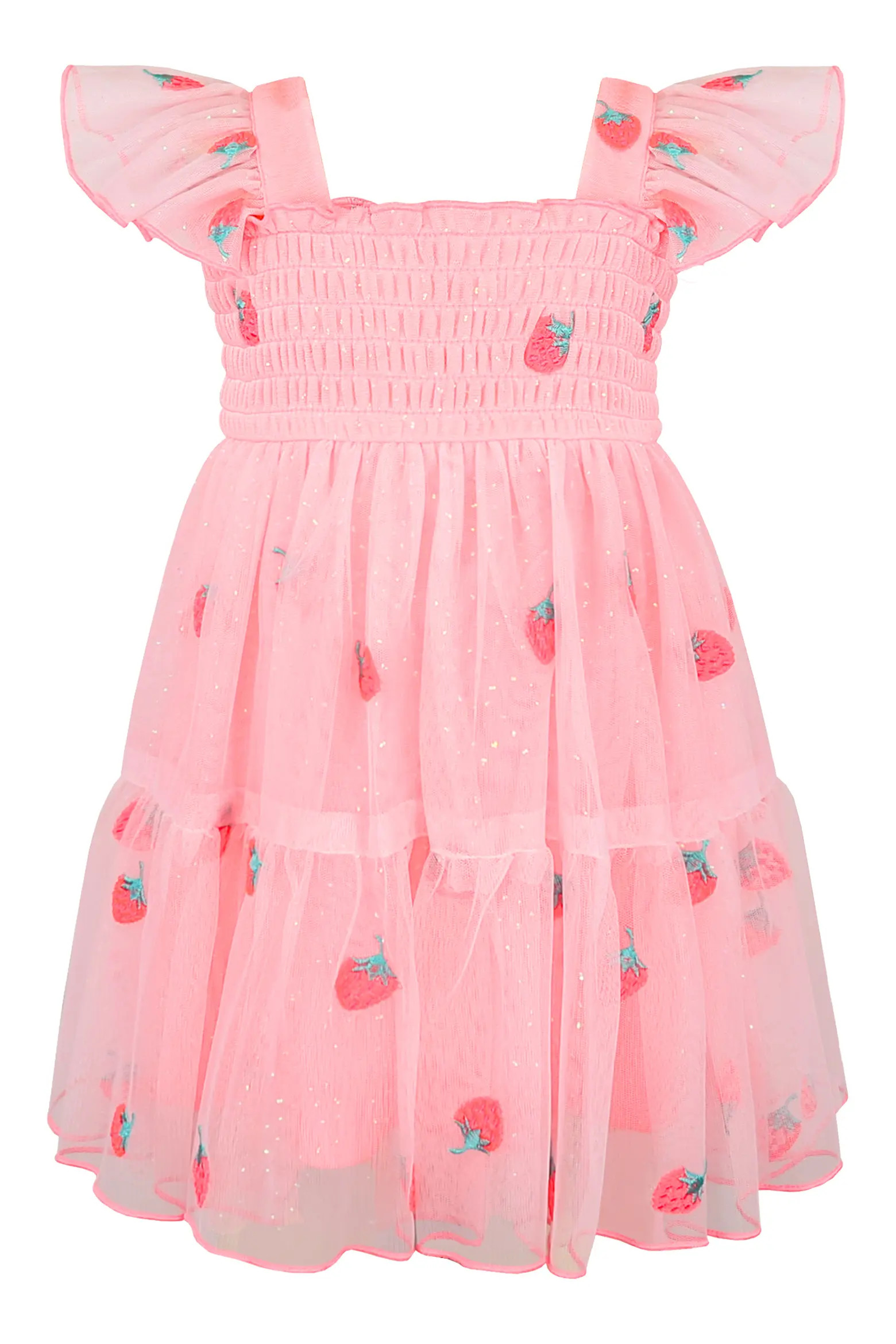 Flutter Sleeve Smocked Strawberry Embroidered Dress (Women) | Nordstrom | Nordstrom