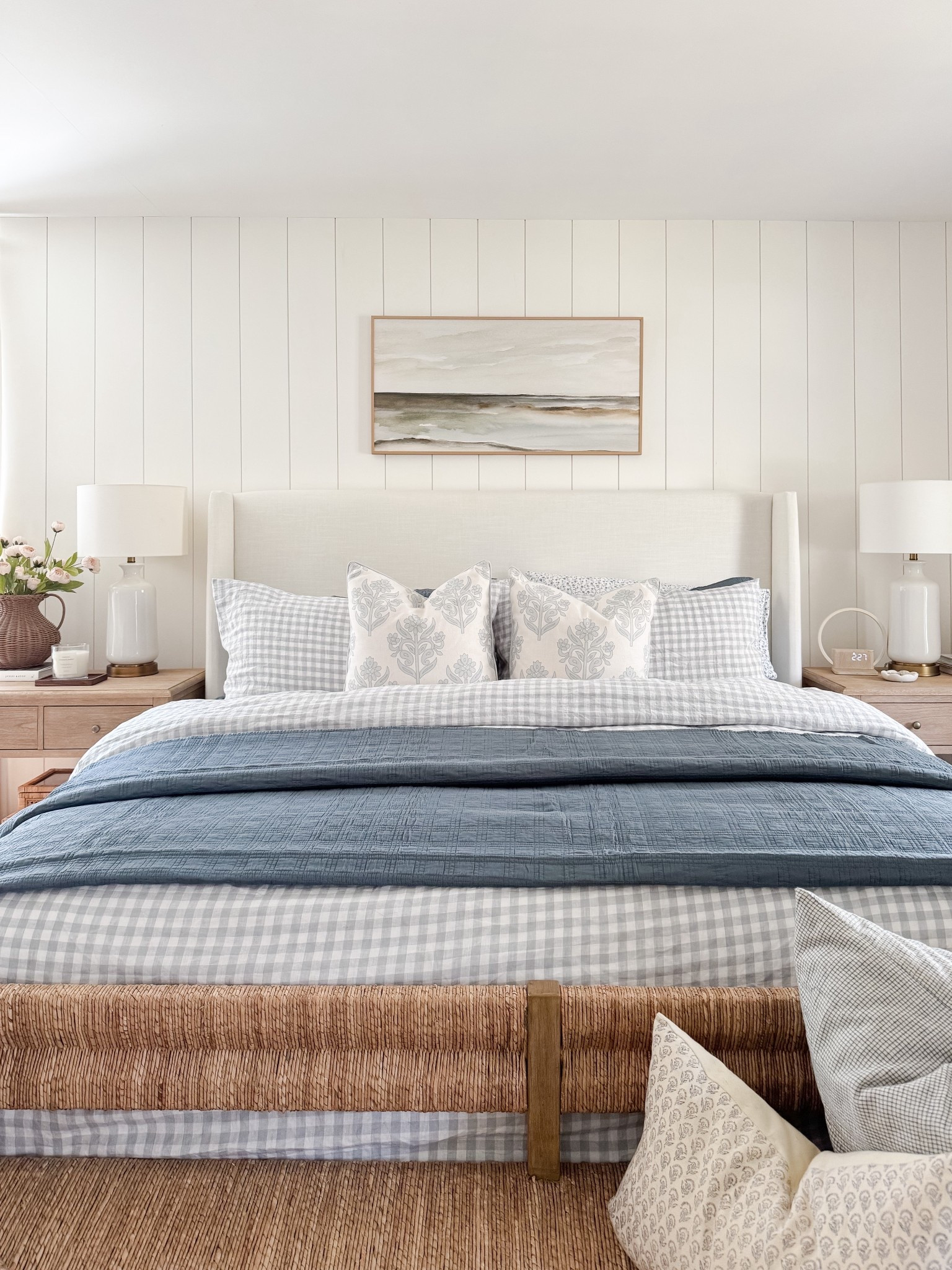 Layered coastal bedroom! This bedroom is all about relaxed layers, soft blues, and classic coastal patterns that make the space feel serene 🤍✨ 

#LTKHome