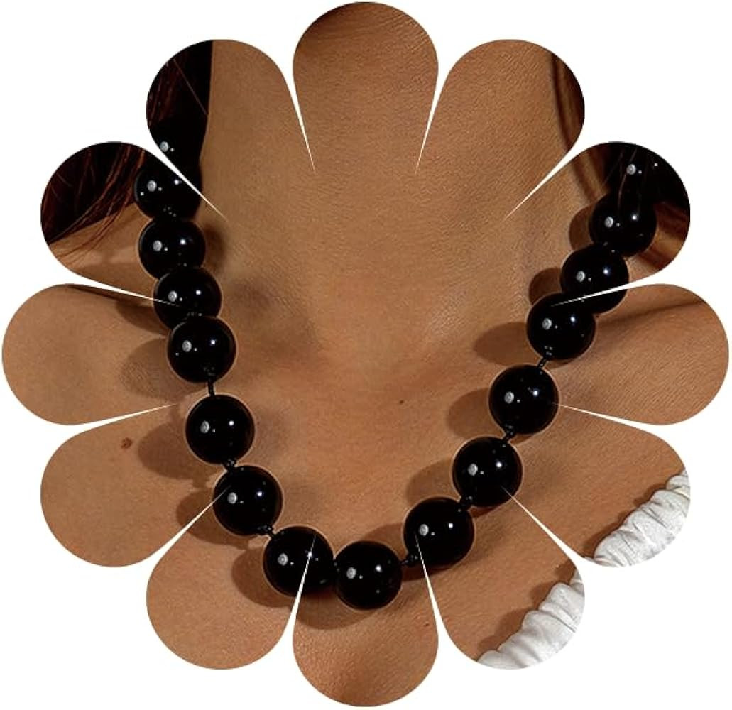 Chunky Beaded Necklace for Women Large Beads Chunky Beaded Necklace Vintage Boho Jewelry | Amazon (US)