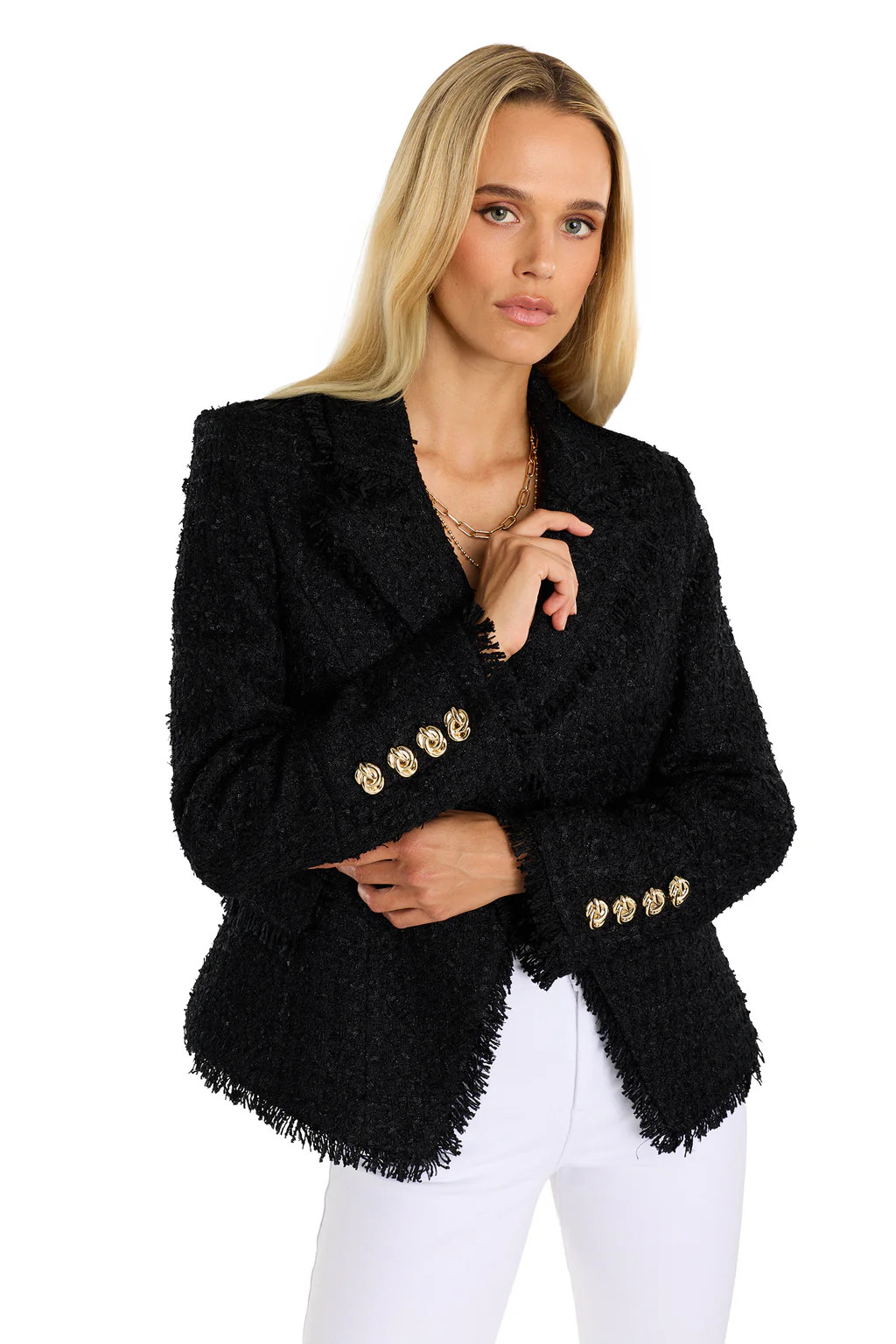 Giselle Single Breasted Tweed Blazer - Black | The Noli Shop