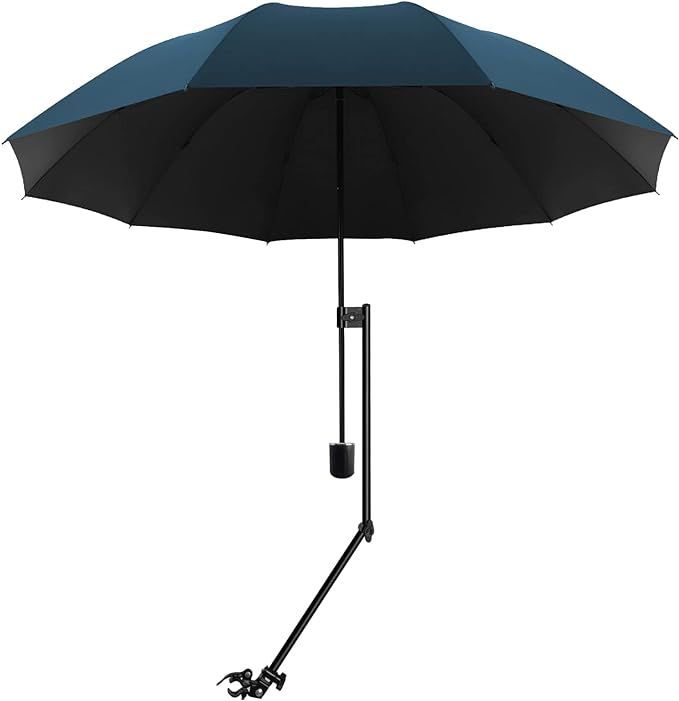 UPF 50+ Beach Umbrella with Adjustable Universal Clamp, Portable Golf Umbrella for Chair, Golf Ca... | Amazon (US)