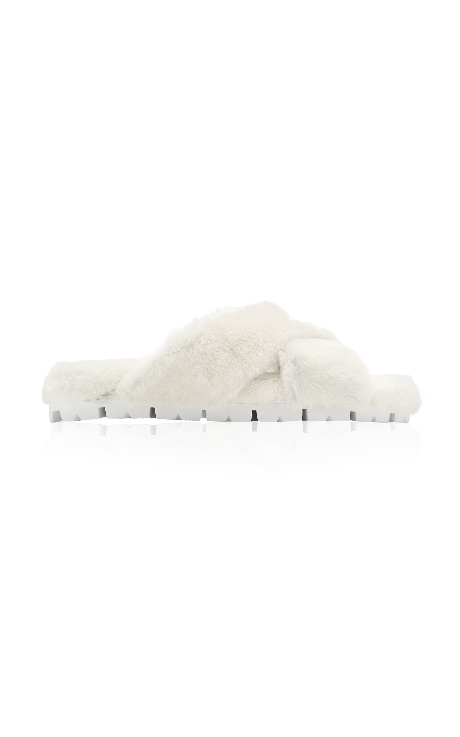 Prada - Shearling Sandals - White - IT 39 - Moda Operandi | Moda Operandi (Global)