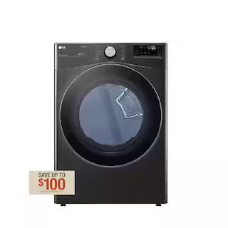 LG 7.4 Cu. Ft. Vented SMART Stackable Electric Dryer in Black Steel with TurboSteam and Sensor Dr... | The Home Depot