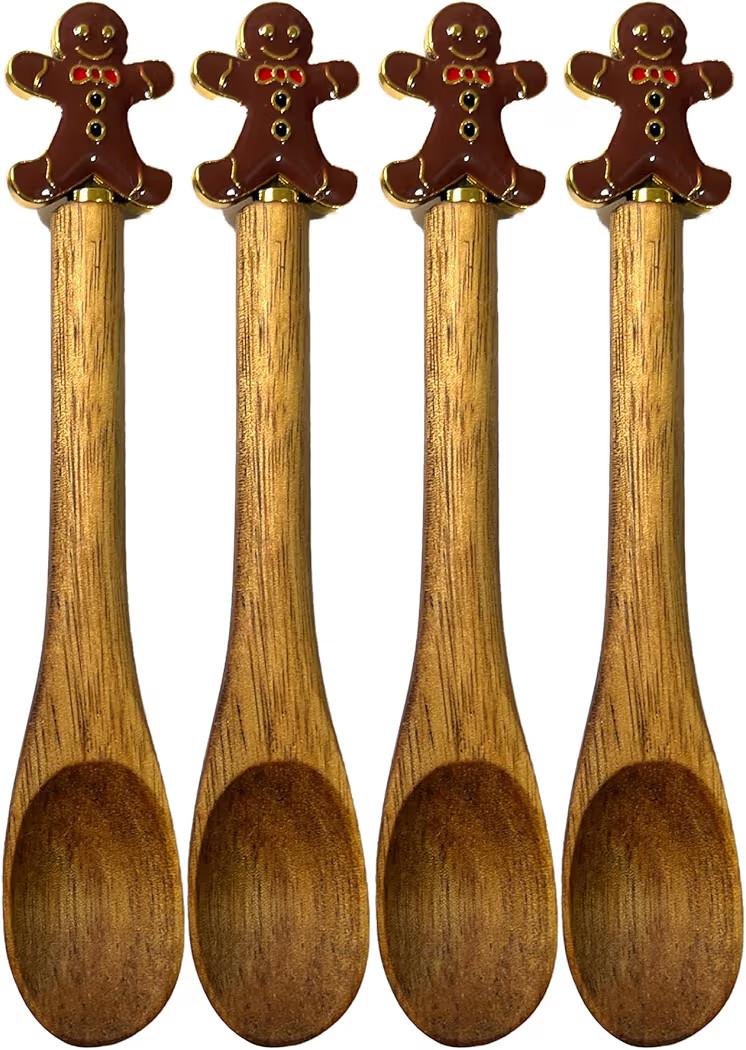 4PCS Christmas Spoons, Small Wooden Spoons for Eating,Christmas Coffee Spoons,Wooden Teaspoon,Sma... | Amazon (US)
