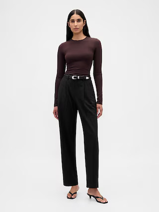 365 High Rise Brushed Twill Taper Ankle Trousers | Gap (US)