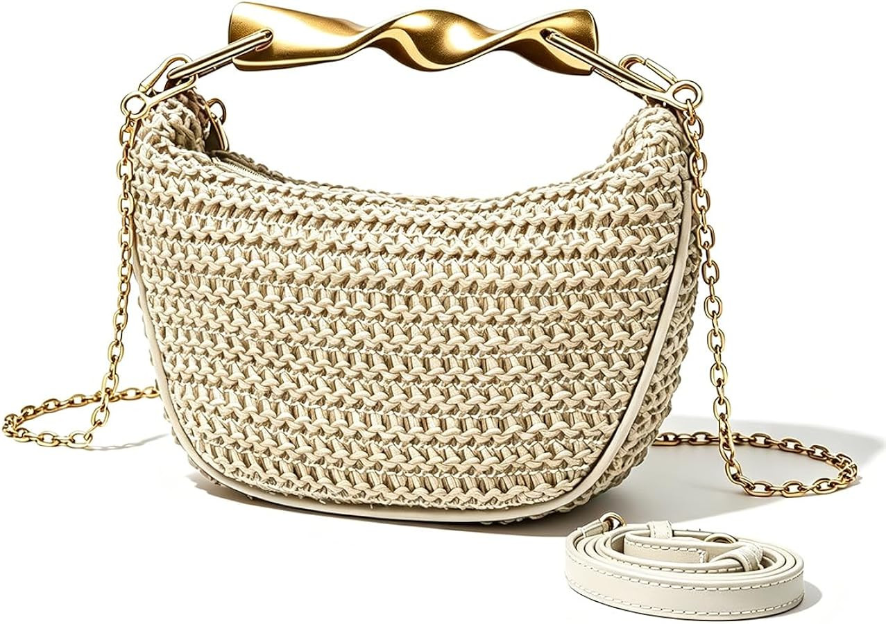 BaiYouDa Mini Straw Crossbody Bags for Women Summer Beach Clutch Purses Handmade Woven Handbag wi... | Amazon (US)