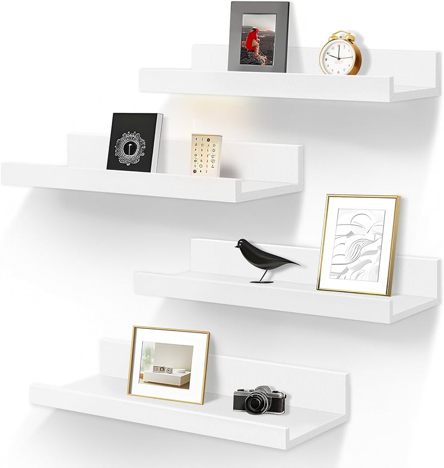 LaVie Home Floating Shelves for Wall Storage Set of 4, 16 Inch Picture Ledge Shelf, White Wall Sh... | Amazon (US)