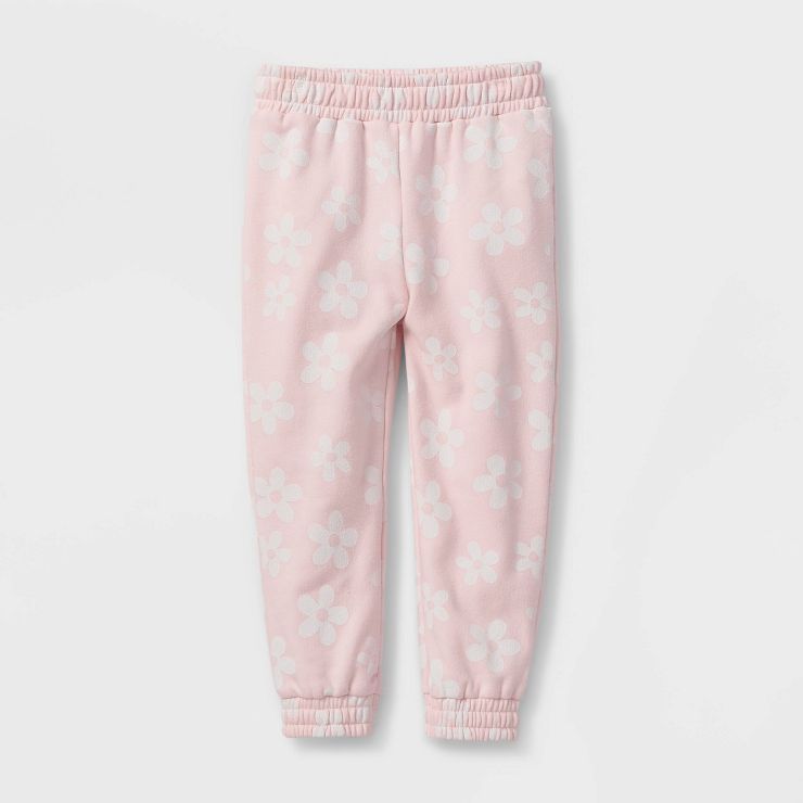 Grayson Mini Toddler Girls' Floral Fleece Jogger Pants - Pink | Target