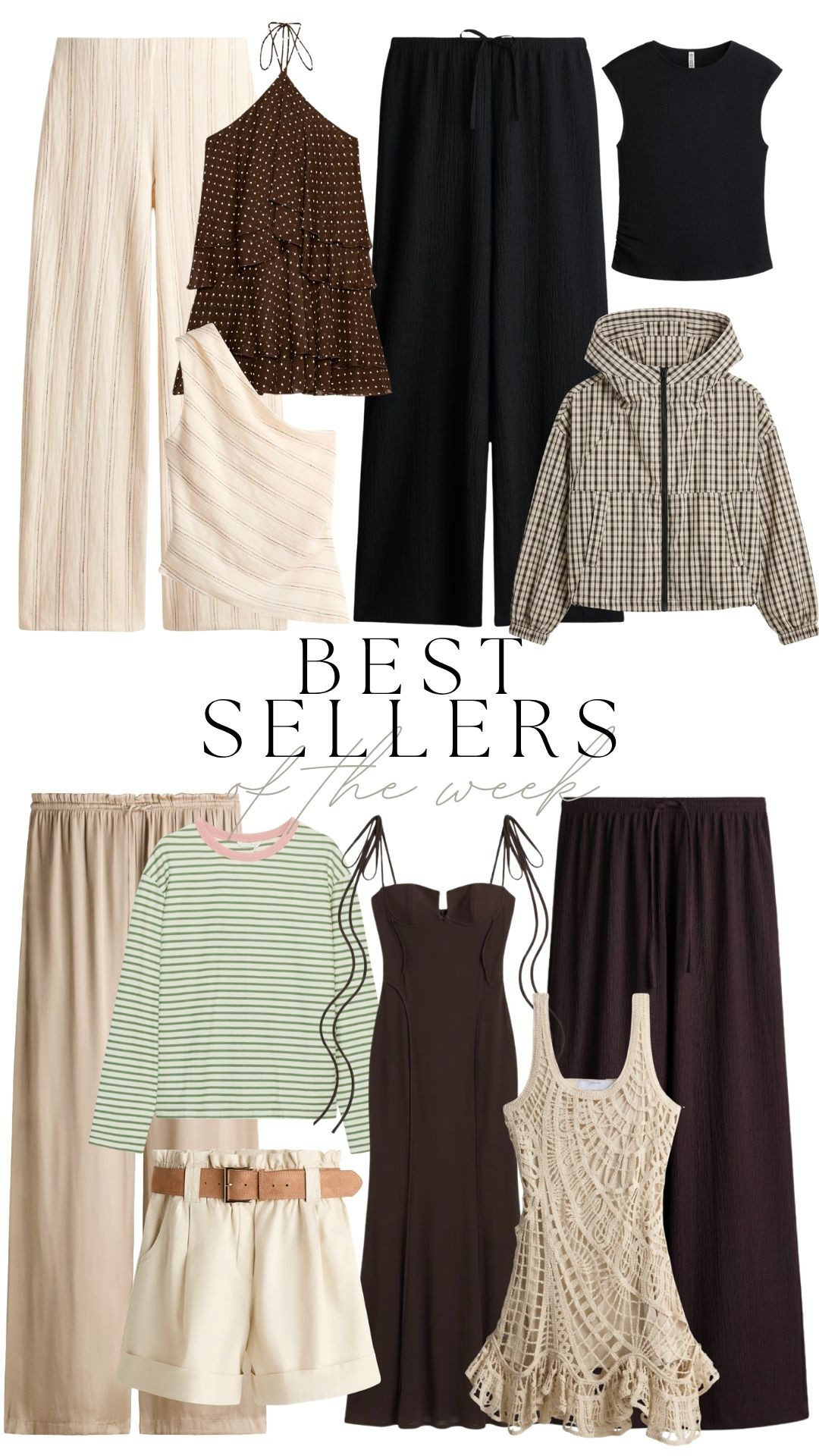 Best Sellers this week! 

Wardrobe Staples, Spring Style, Spring Fashion, Spring Outfit, Summer Outfit, Summer Style, Holiday Outfit Inspiration, Drawstring Trousers, Brown Maxi Dress, Co-ord, Check Jacket, Polka Dot Dress, Crochet Dress, Striped Jumper  

 #LTKuk #LTKspring #LTKeurope