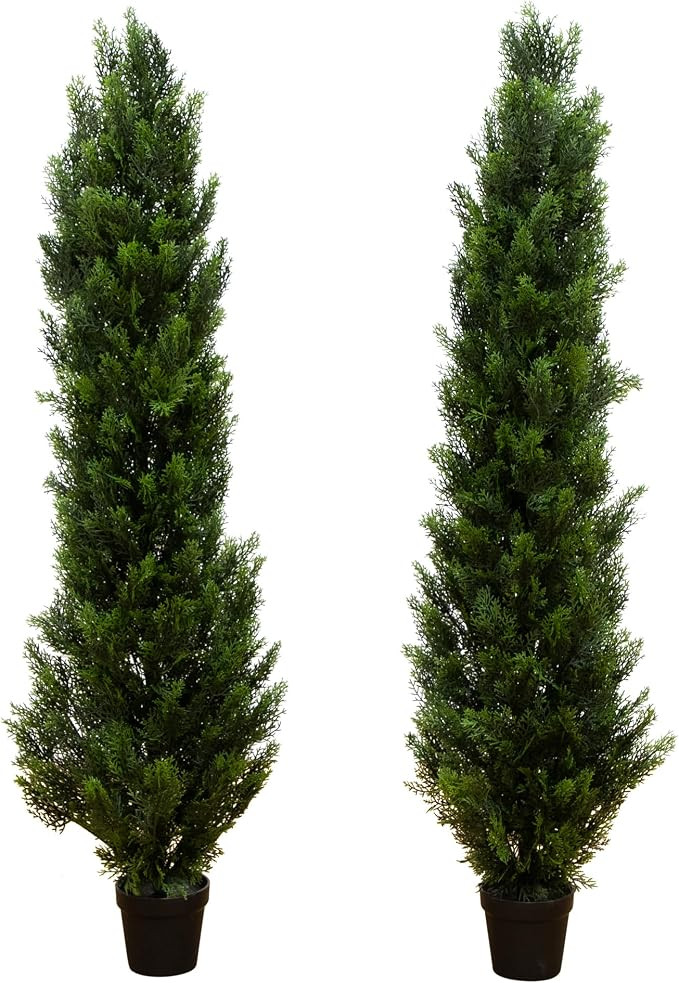 Nearly Natural 5 ft Artificial Cedar Topiary Tree UV-Resistant Porch Decor | Amazon (US)
