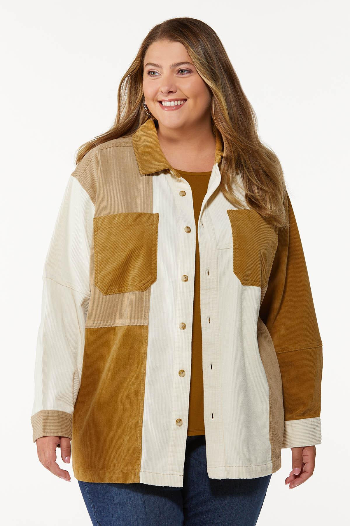 Plus Size Colorblock Corduroy Shacket | Cato Fashions