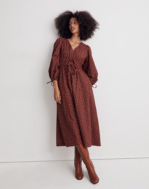 Sophia Tie-Front Midi Dress in Teaberry Floral | Madewell