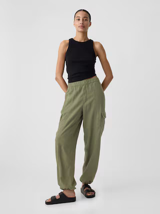 Linen-Blend Parachute Cargo Pull-On Pants | Gap Factory