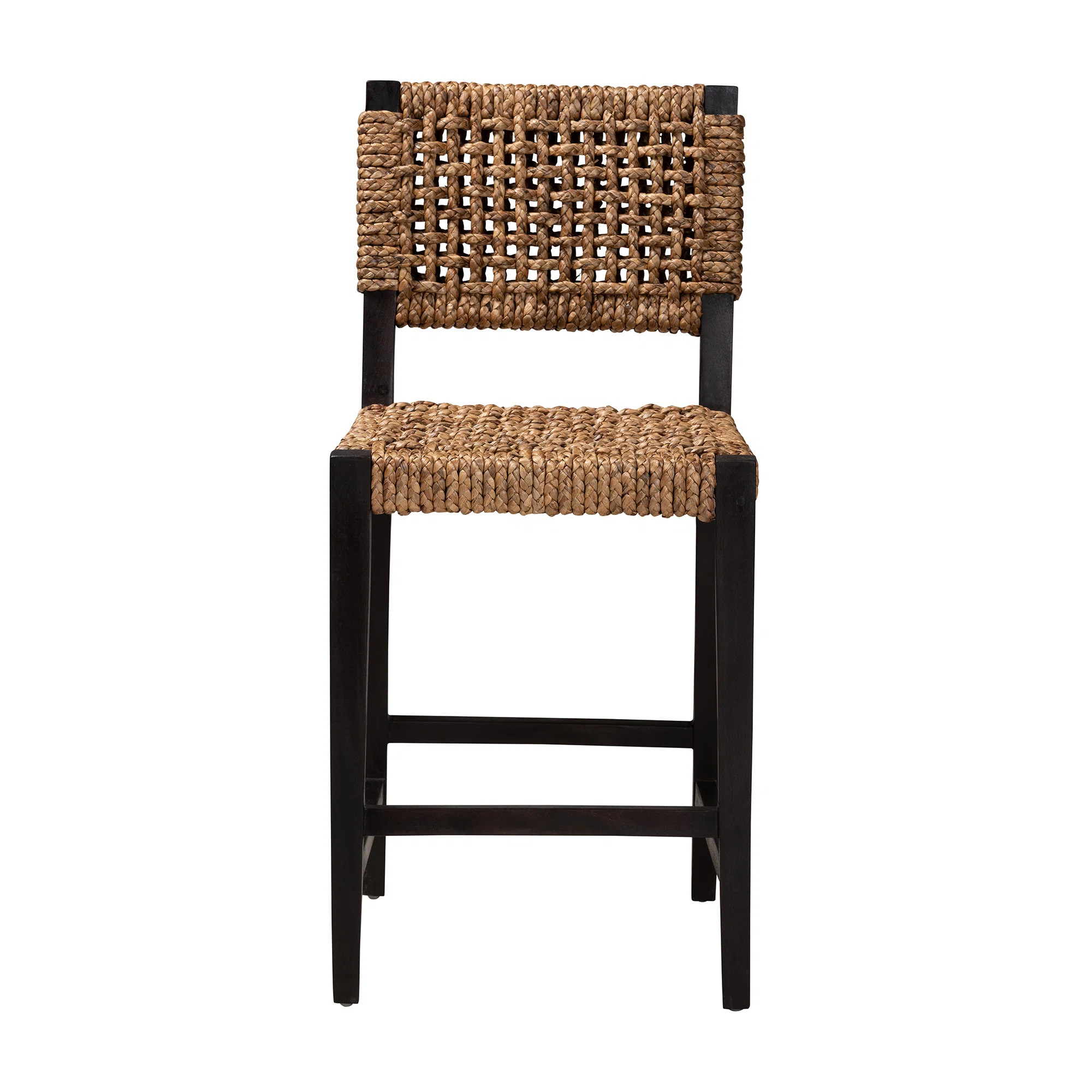Bay Isle Home™ Benjimin 24.2" Mahogany wood and Seagrass Counter Stool & Reviews | Wayfair | Wayfair North America