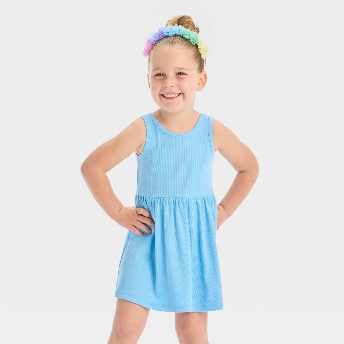 Toddler Girls' Ribbed Tank Dress - Cat & Jack™ Sky Blue 4T | Target