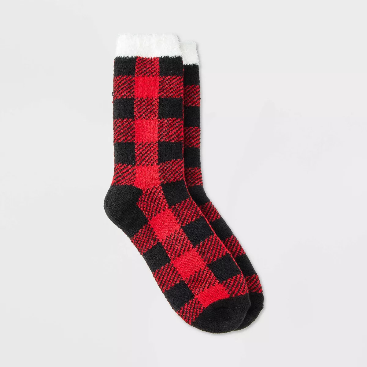Women's Buffalo Plaid Double Lined Cozy Crew Socks - Auden™ Red/Black 4-10 | Target