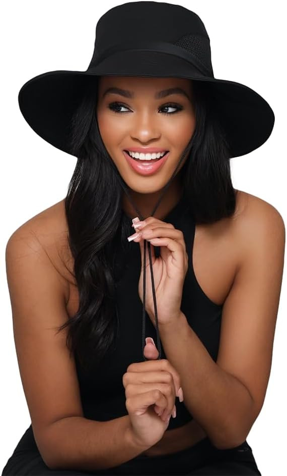 Hairbrella Stylish Waterproof Satin Lined Sun Hat, UV Protection, Wide Brim Beach Hat, Adjustable... | Amazon (US)