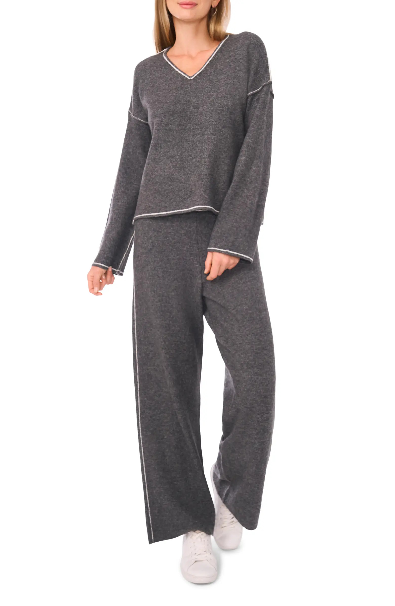 V-Neck Sweater & Pants Set | Nordstrom Rack