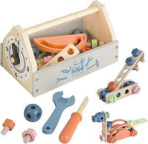 Wooden Tool Toy Toolbox Toddler Educational Construction Kids Toys Play Accessories Set Creative ... | Amazon (US)