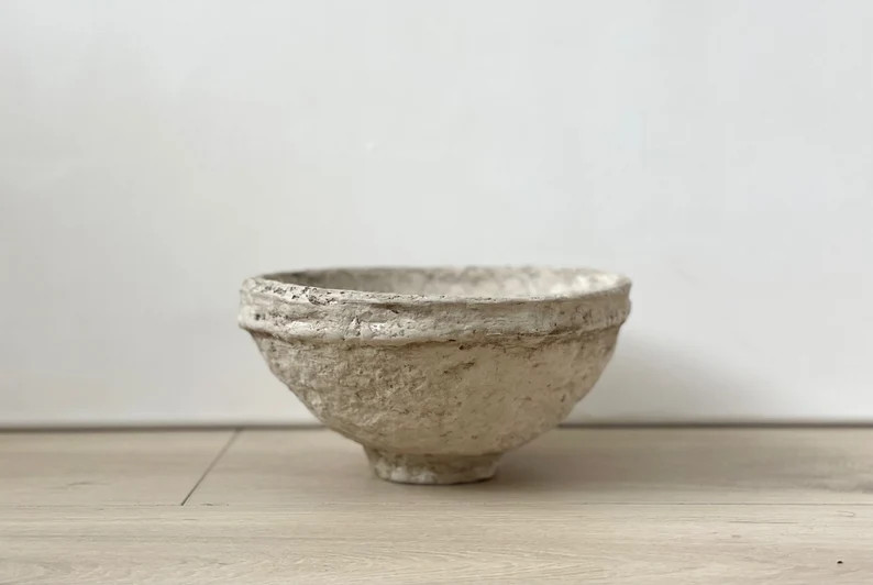 Paper Mache Bowl Earthy Vessel Cream Textured Unique Gift | Etsy | Etsy (US)