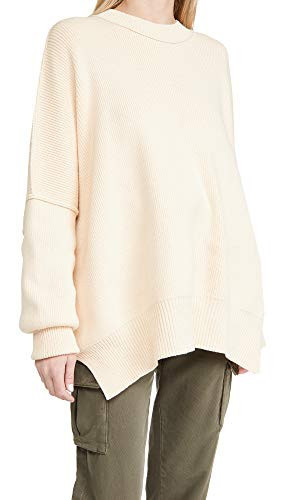 Free People Easy Street Tunic Top for Women - Crew Neckline and Long Sleeves, Comfortable Oversized Tunic Cream LG (Women's 12) One Size | Amazon (US)