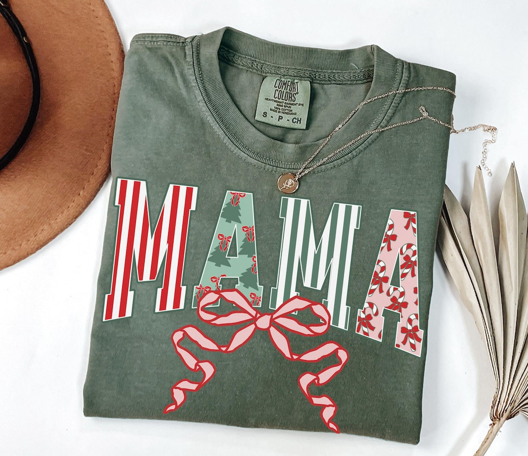 Comfort Colors Christmas Mama Shirt, Retro Mom Shirt, Christmas Gift for Mom, Xmas Christmas Tee ... | Etsy (US)