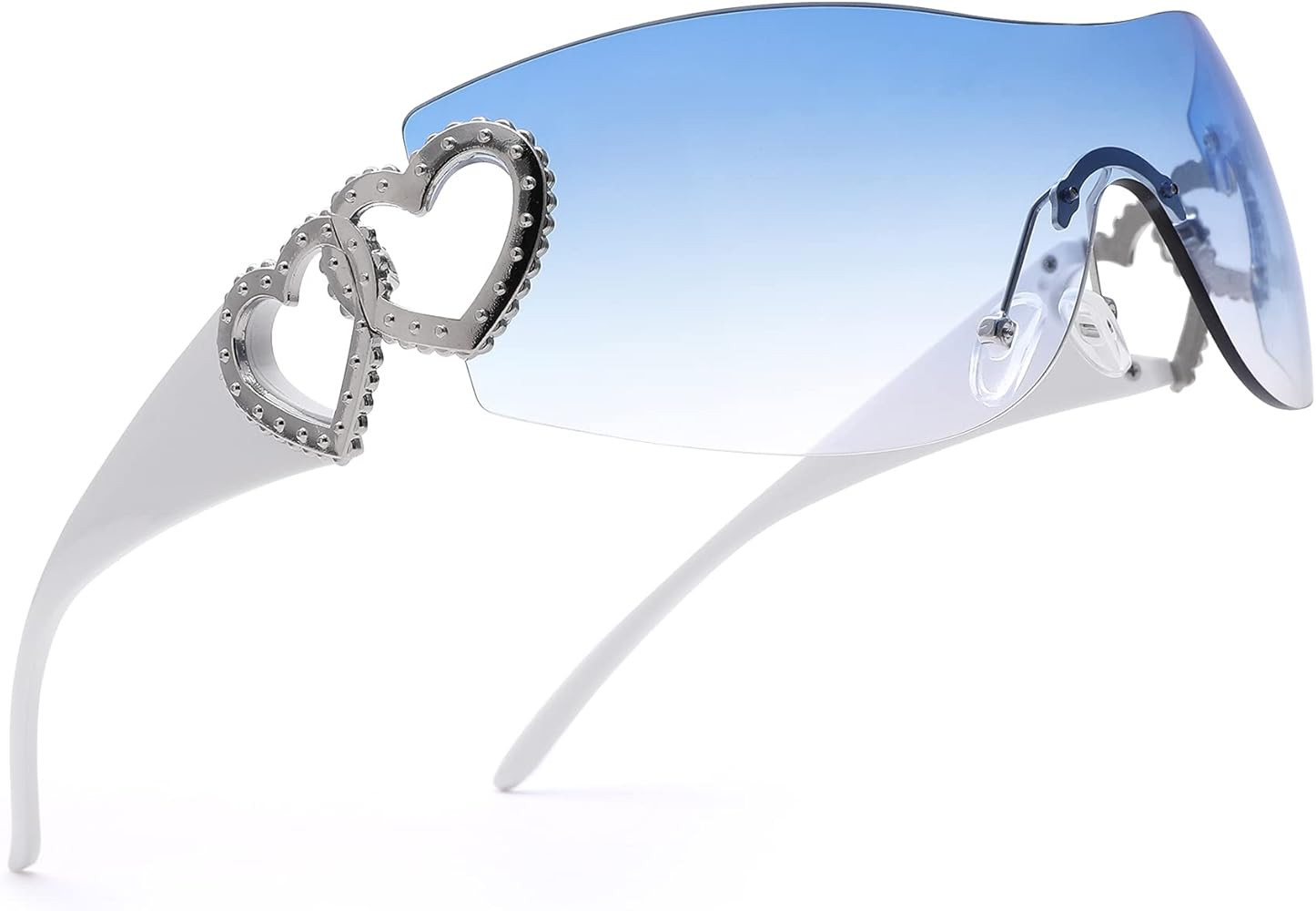 COASION Wrap Around Y2K Rimless Sunglasses for Women Men Oversized Trendy 2000S Sun Glasses Visor... | Amazon (US)