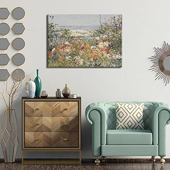 Vintage Spring Summer Nature Landscape Wall Art Modern Meadow Landscape Painting Coastal Wild Flo... | Amazon (US)