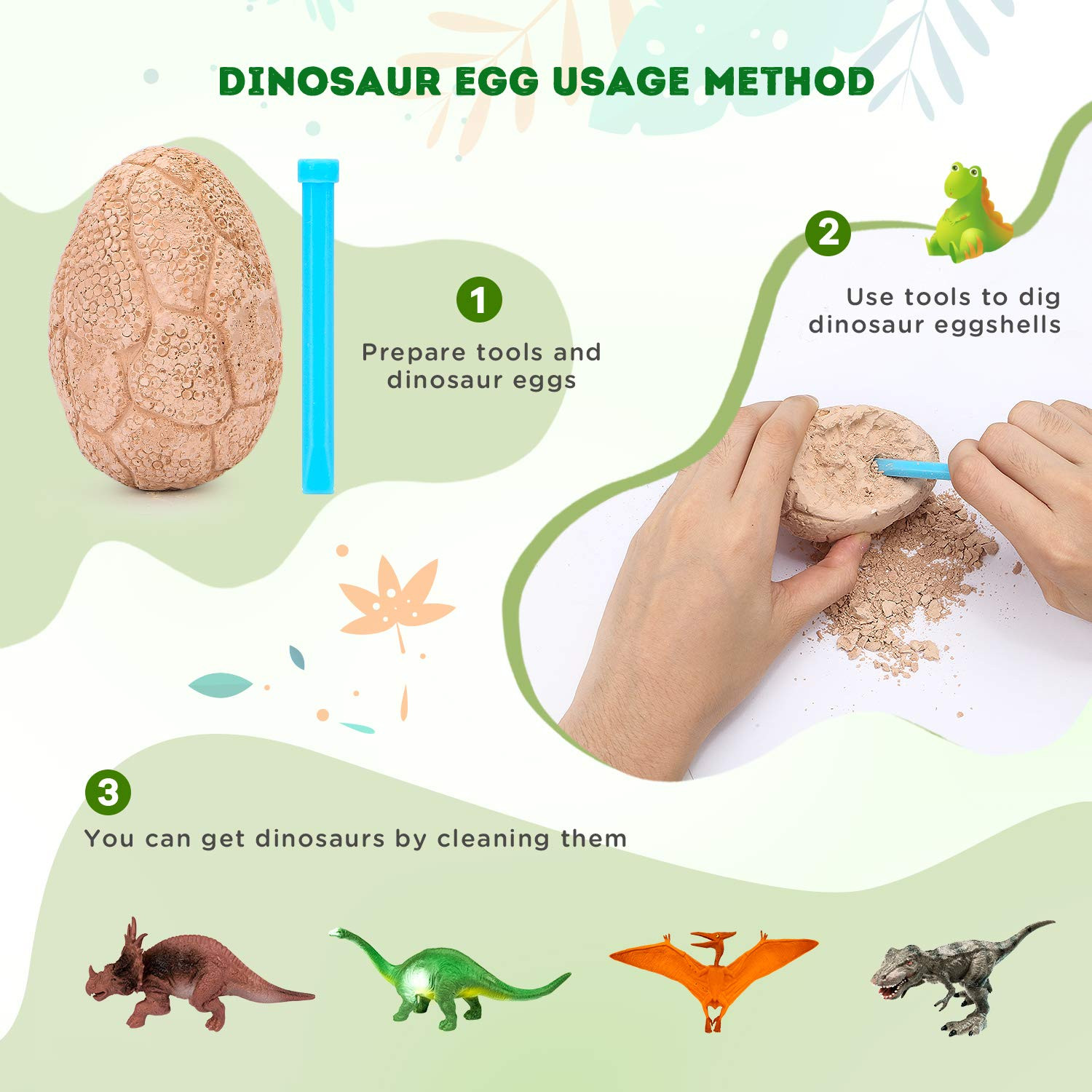 Dig Up Dinosaur Fossil Eggs, Break Open 12 Unique Eggs and Discover 12 Cute Dinosaurs, Easter Dig... | Amazon (US)