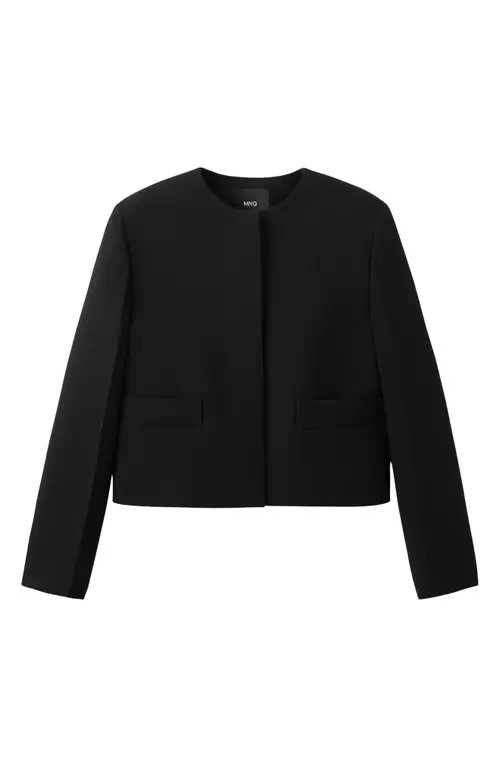 MANGO Americana Louis Collarless Jacket in Black at Nordstrom, Size Large | Nordstrom