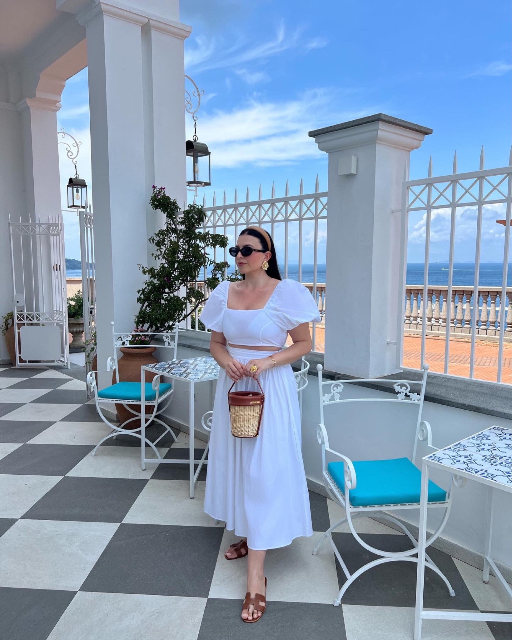Summer Look 🤍 white set with puff sleeve top and midi skirt 
Jacquemus bag and Oran sandals 


#LTKitbag #LTKFind #LTKeurope