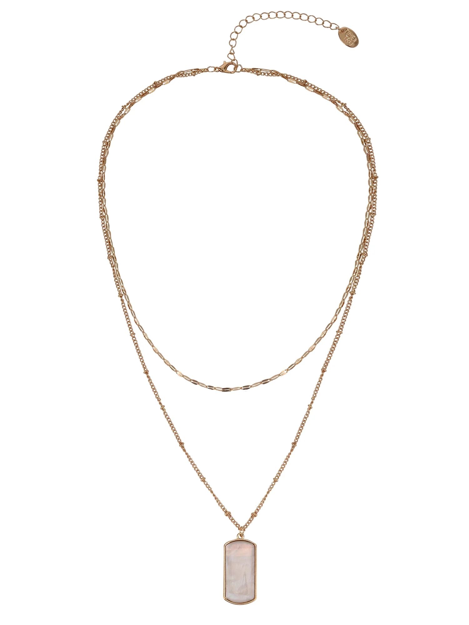 Time And Tru Women's Gold Tone Hammered Layered Shell Pendant Necklace | Walmart (US)