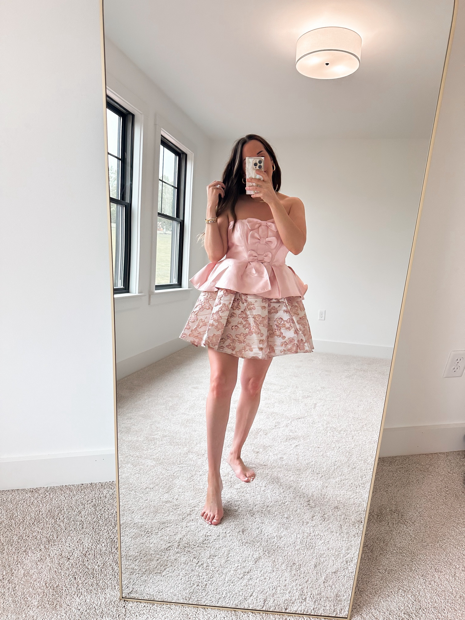 strapless open back dress Short V Neck Blush Pink Lace Homecoming Dresses SD1177 – Viniodress main image 0