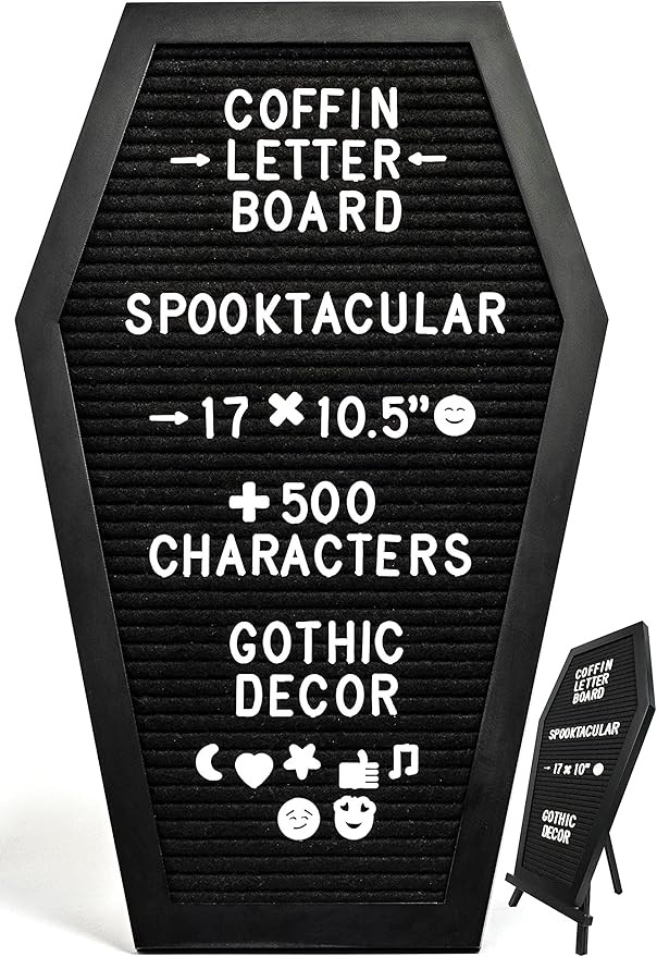 Nomnu Black Felt Coffin Letter Board - Gothic Decor Message Board - Horror, Gothic, Spooky Gifts ... | Amazon (US)