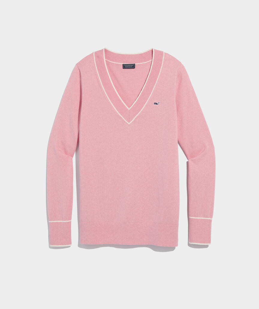 Cotton Cashmere Heritage Tipped V-Neck | vineyard vines