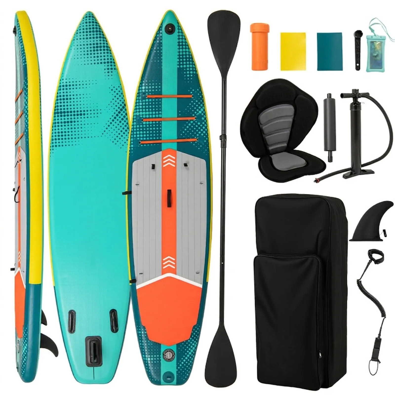 SUGIFT 11-ft Convertible Inflatable Stand Up Paddle Board and Kayak with Seat Footrest Dual-Layer PVC 330-lb Load 3 Fins and Complete Accessory Kit-L | Lowe's