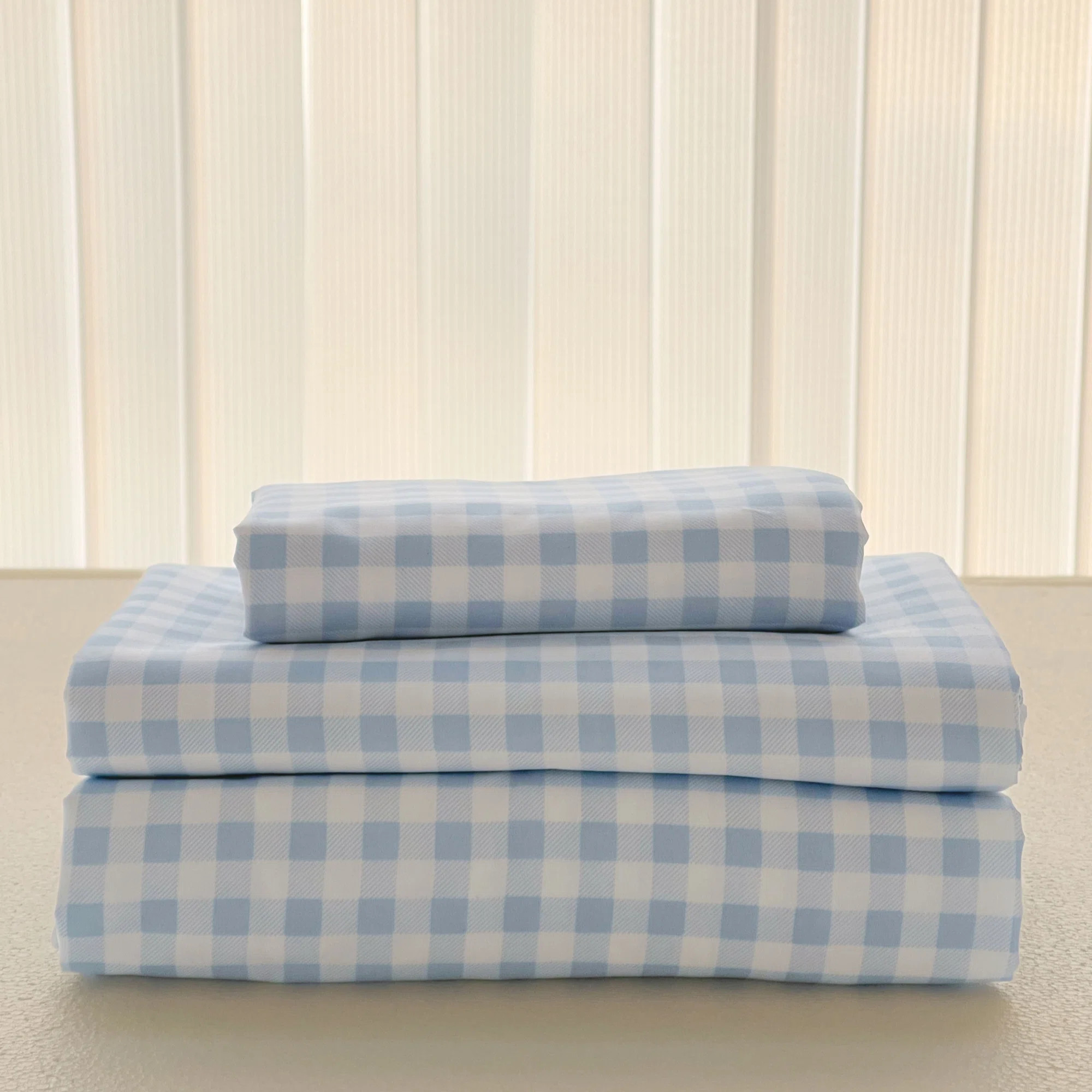 Gingham Sheet Set, Pre-Washed Microfiber Ultra-Soft Plaid Grid Sheets | Wayfair North America