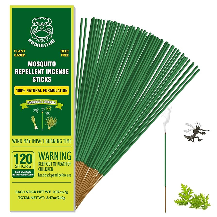 KICKOUTOR® Mosquito Repellent Outdoor Patio 120 PCS Citronella Oil Mosquito Incense Sticks Natur... | Amazon (US)