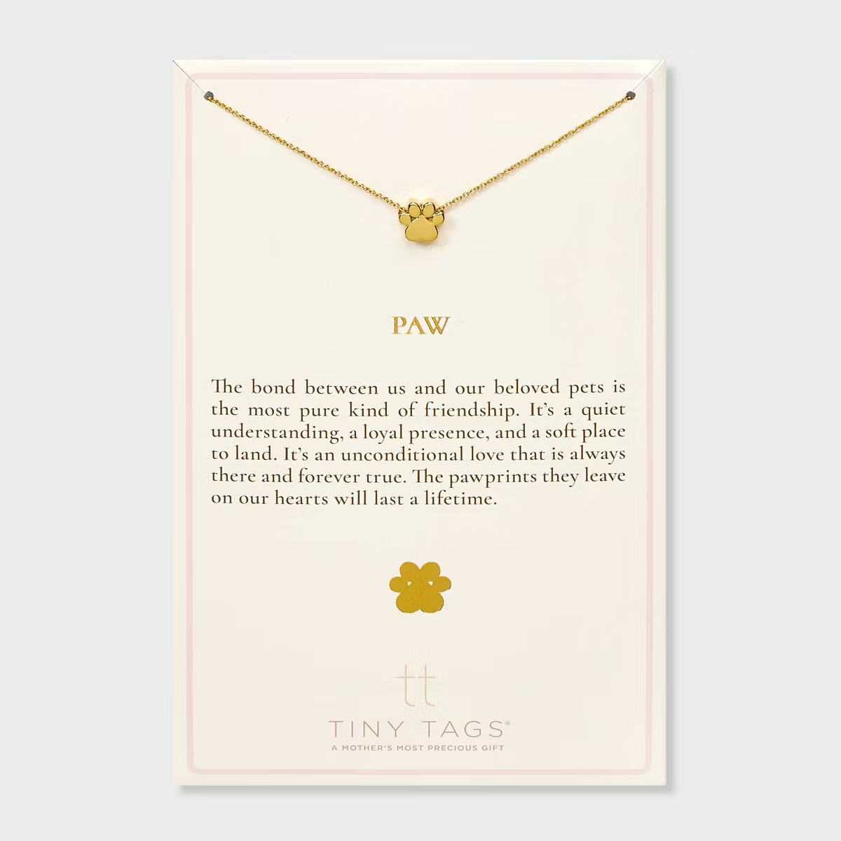 Tiny Tags 14K Gold Ion Plated Paw Chain Necklace - Gold | Target