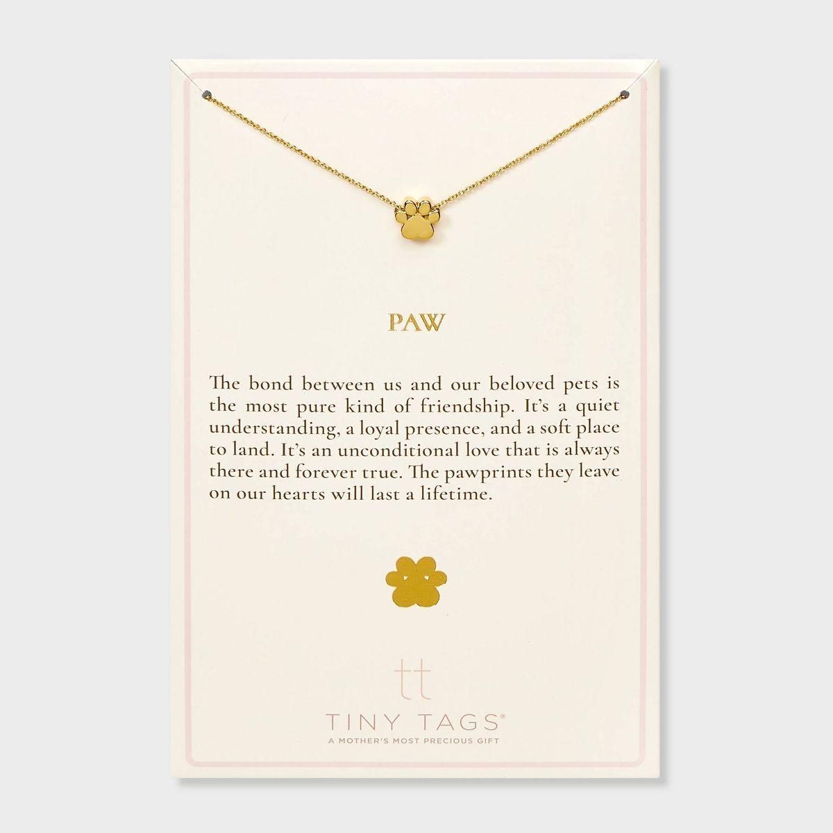 Tiny Tags 14K Gold Ion Plated Paw Chain Necklace - Gold | Target