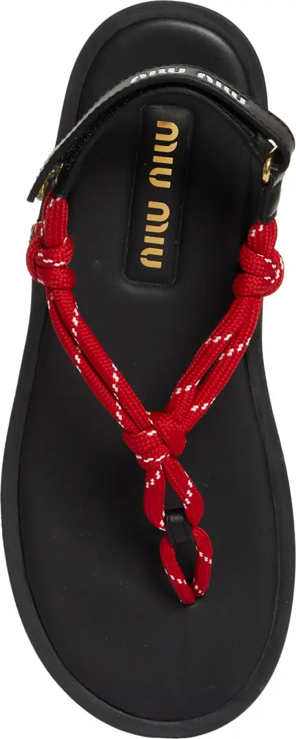 Miu Miu Riviere Cord & Leather Sandal (Women) | Nordstrom | Nordstrom