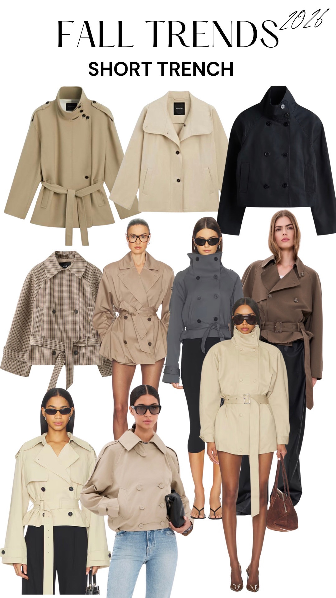 Fall trends 2026: short trench coat.
Shop beige, brown, black, grey and chocolate brown short and cropped trench coats for fall. Make a perfect outfit with jeans, wide leg pants & skirts for work/office or for a casual look. 
#trenchcoat #short #cropped #coat #jacket #falljackets #falloutfits #falloutfitswomen

#LTKgrwm #LTKootd #LTKWorkwear #LTKOver40 #LTKSeasonal #LTKPetite