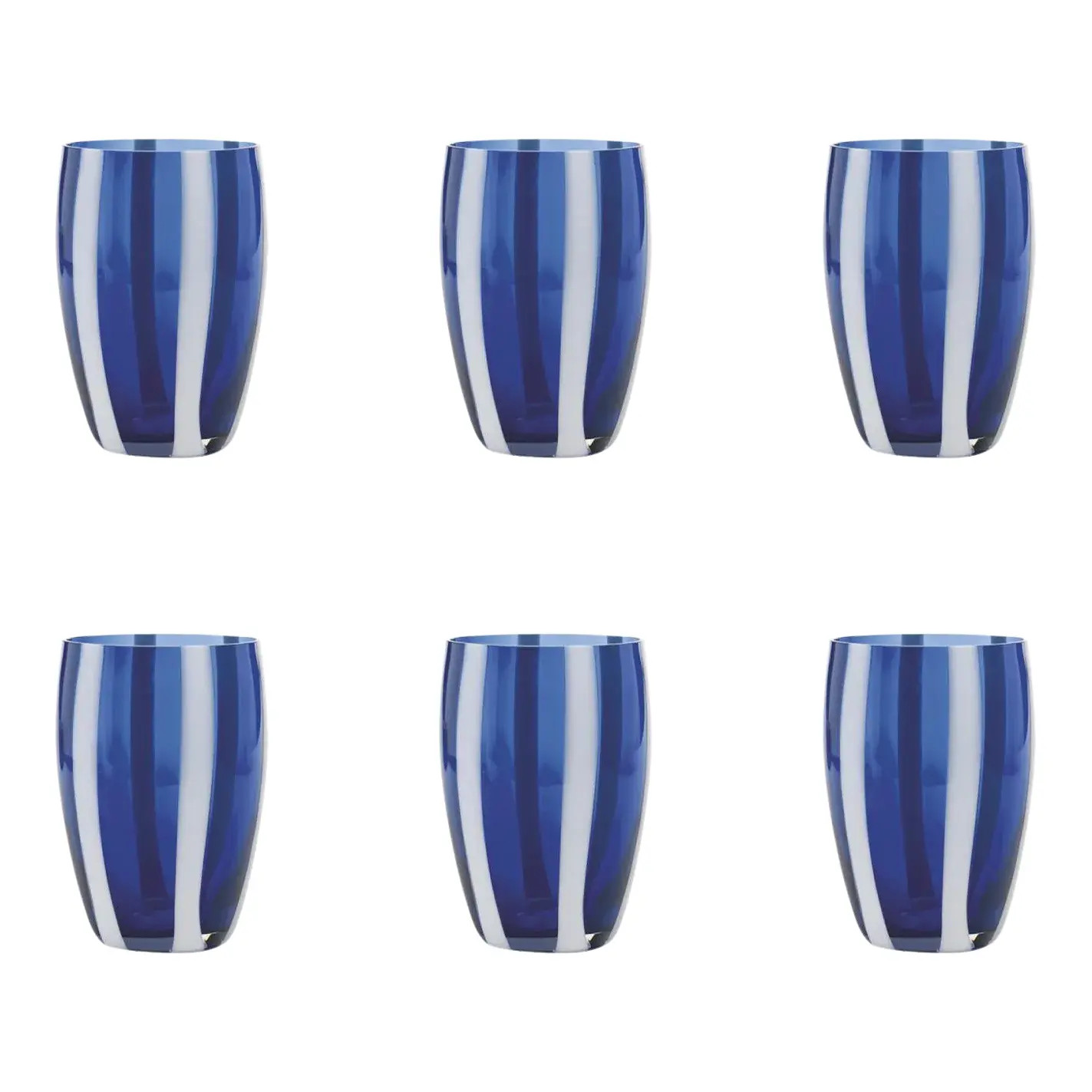 Zafferano Gessato Tumbler in Blue - Set of 6 | Chairish