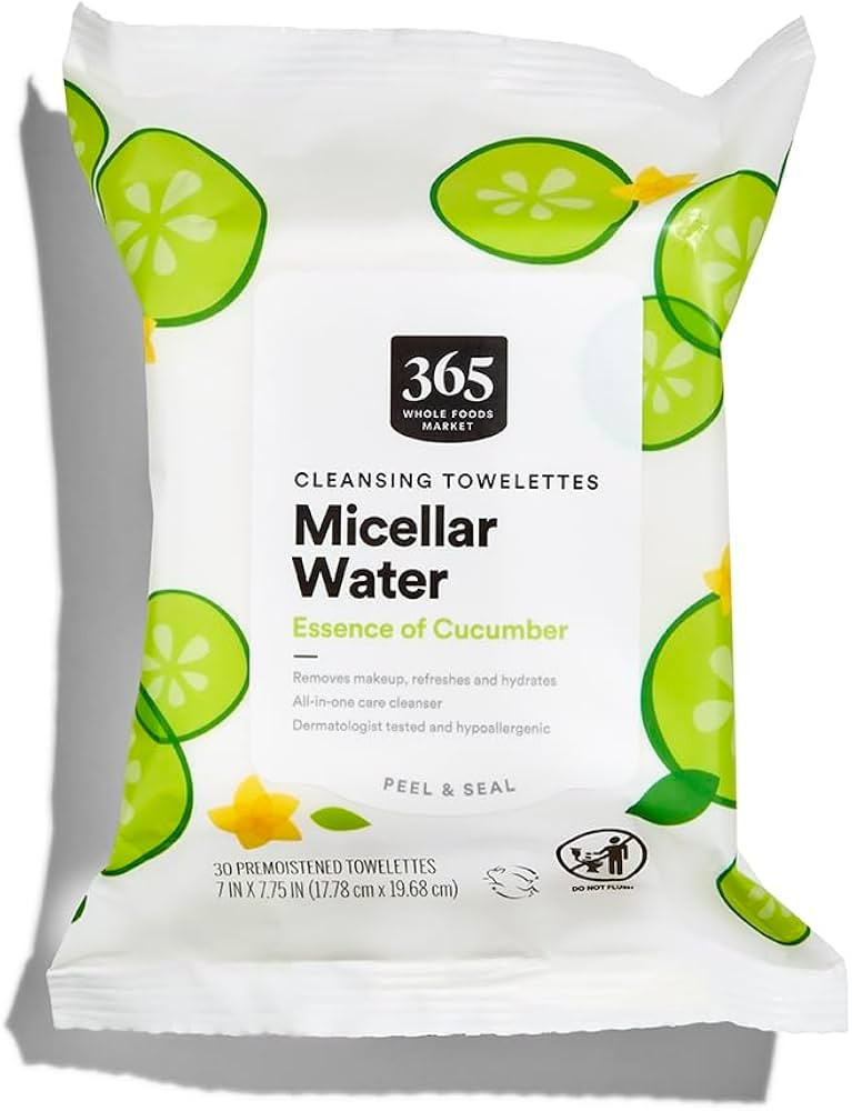 365 Everyday Value Micellar Water Cleansing Towelettes, Essence of Cucumbers, 30 ct | Amazon (US)